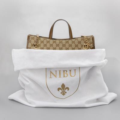 China Recyclable Soft Cotton Flannel Drawstring Dust Bag For Handbag/Shoes With Your Logo for sale