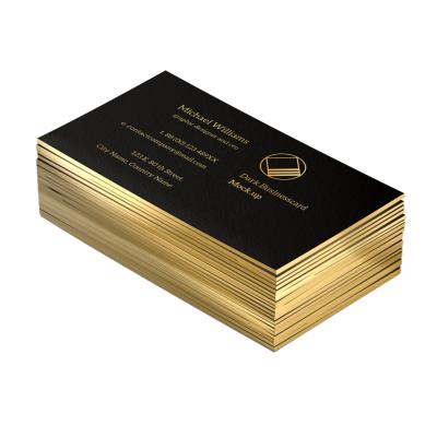 China New Custom Luxury Handmade Paper Gold Black Edge Creative Gold Foil Business Cards for sale