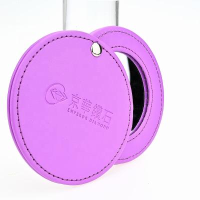 China Recyclable Fashion Make Up Mirror PU Credit Card Mirror Stainless Steel Case Packed Pocket Mirror for sale