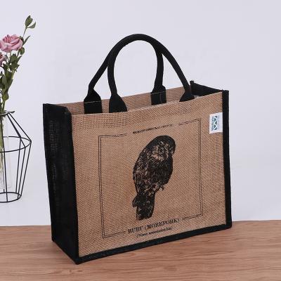 China Customized Eco Friendly Wholesale Jute Handled Foldable Tote Size Shopping Bag With Your Logo for sale