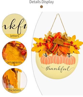 China Europe Hot Sale, New Harvest Festival Thanksgiving Day Decorations Pumpkin Wooden Wall Garland Doorplate for sale