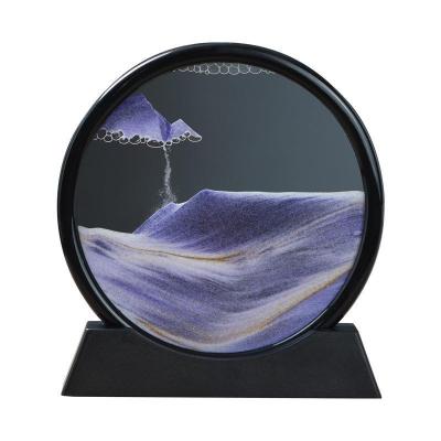 China Europe Quicksand Painting 3D Art Sand Scene Dynamic Round Hourglass Glass Children's Bedroom Desk Ornament for sale