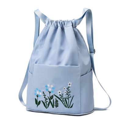 China Sale Waterproof Women's China Embroidery Drawstring Lady Bags Handbag Girls Outdoor Sports Backpack for sale