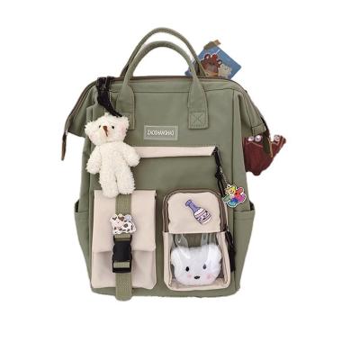 China 2022 hot sale kindergarten anti-theft nylon anti-friction backpack with lunch box college bag for girls with pendant for sale