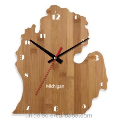 China Antique Style MDF Wooden Maps Shapes Wall Clock Customized for sale