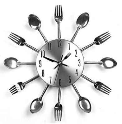 China Antique Style Kitchen 3D Knife Fork Spoon Spoon Wall Clock For Interior Ministry Decor Orologio Muro Reloj De Pared for sale