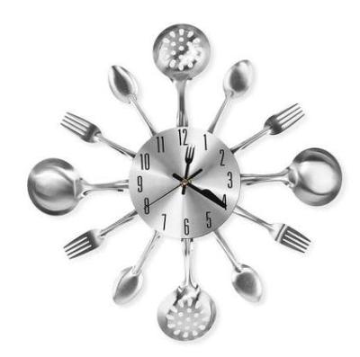 China Antique Style 14 Inch Stainless Steel Kitchen Knife And Fork Material Wall Clock for sale