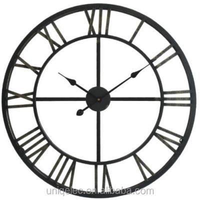 China Large Antique Black Round Metal Clock Decorative Style Wall Clocks Antique for sale