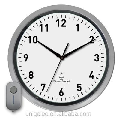 China Style Antique Silver Wireless Doorbell Plastic Wall Clock for sale