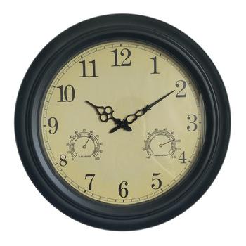 China Antique Style 18 Inch Rooms With Thermometer And Hygrometer Outdoor Wall Clock for sale