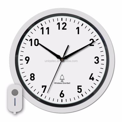 China Home Style Antique Modern Light Movement RCC Lamp Plastic Veggeklokke Wall Clock With Wireless Doorbell for sale