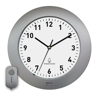 China Modern Antique Style Home Living Room Plastic Battery Operated Veggeklokke Wall Clock With Wireless Doorbell for sale