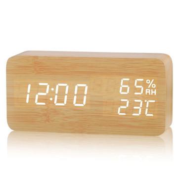 China Files Type Digital And Wooden Material LED Clock Desk Clock for sale