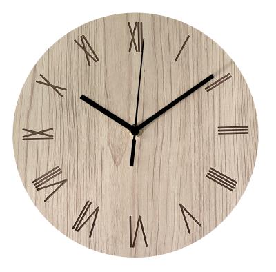 China Antique Style 10 Inch Wood Grain Silent Non-ticking Wooden Wall Clocks for sale