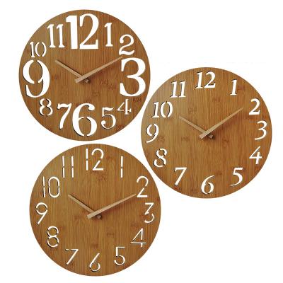 China Antique Style 12In Modern Carving MDF Wood Wall Clock Brief Die Wanduhr Duvar Saati For HOME Kitchen for sale