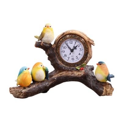 China Creative Antique Style Design Branch Bird Shaped Resin Table&Desk CLOCK For Kitchen Office HOME Decor for sale