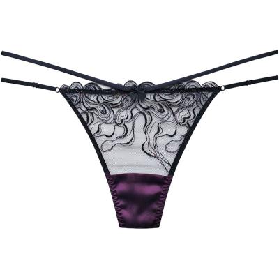 China Sexy Premium Fabric Lace Mesh Panties Women Ladies Underwear Transparent Panties for sale