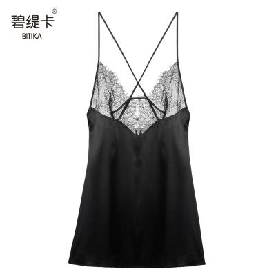 China Mesh Lace Breathable Sexy Wide QUICK DRY class women's silk satin pajamas for sale