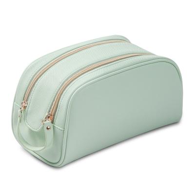 China Fashion Portable Makeup Bag Opens Flat For Large Bag Openflat Easy Access Waterproof Green Cosmetic Bag for sale