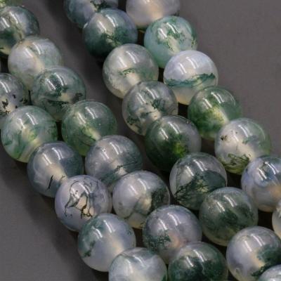 China FASHIONABLE Wholesale Loose Stone Beads Green Moss Agate For DIY Jewelry Making MS245 for sale