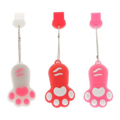 China Free Flash Memory PVC Cat Claw USB Cartoon Stick Key Reader 2.0 Key Chain 3.0 Plastic Custom for sale