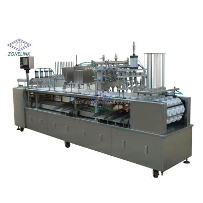 China Automatic Linear Litchi Plastic Cup Filling Sealing Machine for Water Juice Ice Cream for sale