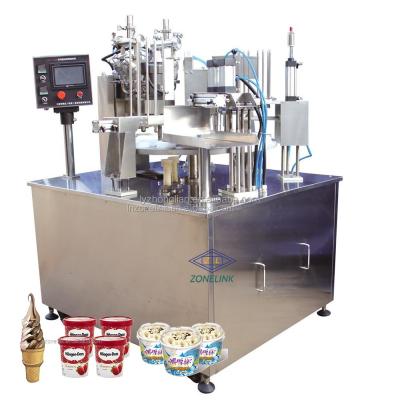 Китай ZONELINK Rotary Gelato Ice Cream Cup Filling Sealing Machine with Packaging Type CANS продается