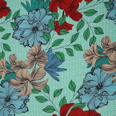 China Breathable Soft Hand Feel Flower Design Printed 100% Spun Viscous Rayon Fabric for sale