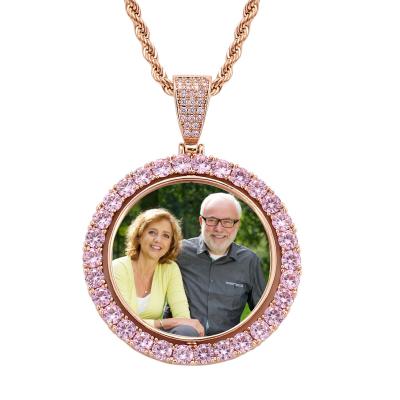 China Anti-allergic gold filled sublimation memory diamond men women custom photo necklace pendant for sale