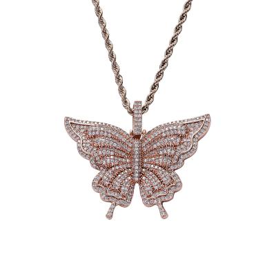 China excellent quality Anti-allergic Fashion Hip Hop Jewelry Bling Bling Butterfly Pendant For Birthday Gift for sale