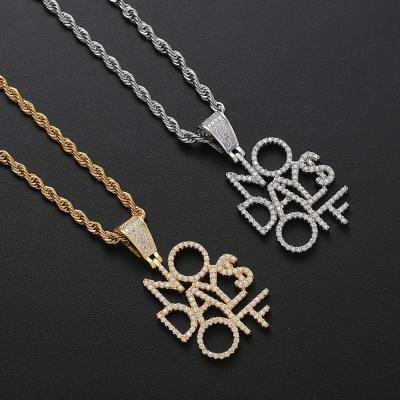 China Hip Hop Jewelry Anti-allergic Personalized Bling Zircon Letter NO DAYS OFF The Pendant Necklace for sale