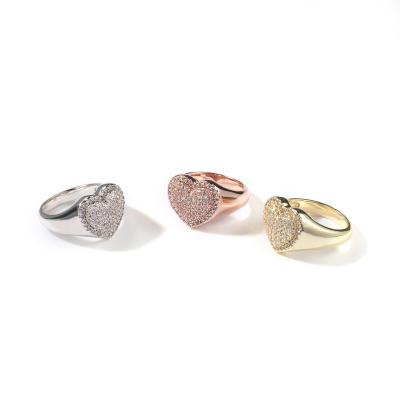 China European And American Personality Shape Heart Couples Anti-allergic Ring Zircon Ring for sale