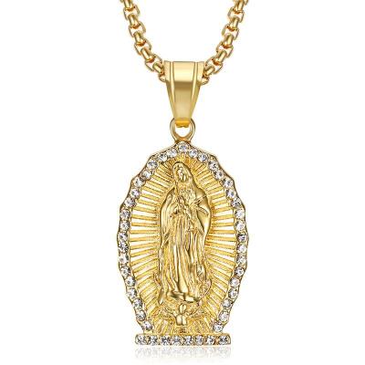 China New Arrival Anti Allergic Hip Hop Jewelry Gold Plated Religious Mary Pendant For Men for sale