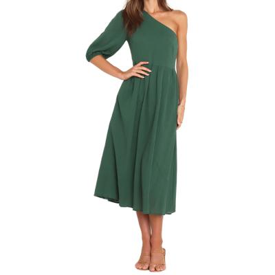 China SOFT Design Summer Women Dresses Long Dress Cotton Half Sleeve And Sleeveless Green Women Dresses for sale