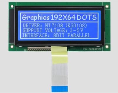 중국 192*64 문자 그래픽 dot matrix LCD 디스플레이 모듈 노란색 녹색 / 파란색 흰색 판매용