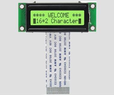 China Monochrome Zeichen-LCD-Display-Modul 16x2 Gelb Grün Hintergrundlicht Farbe zu verkaufen