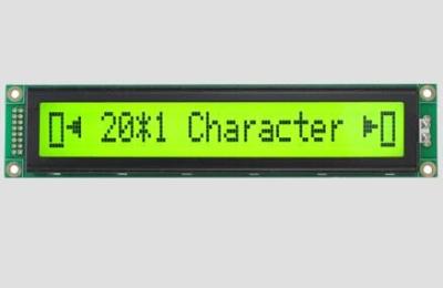 中国 20*1 モノクロム文字ドットマトリックスLCDディスプレイモジュール 黄色緑色バックライト LCX201A 販売のため