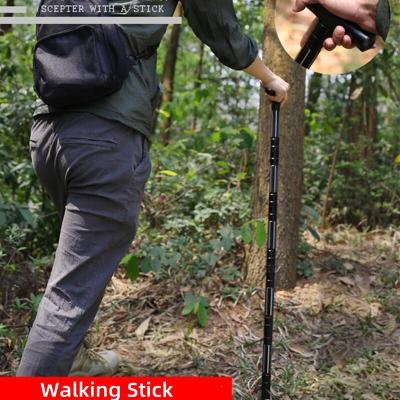 China New Arrived Strong Firm Aluminum Walking And Self-defense Stick Five Joints Folding Raising Stick for sale