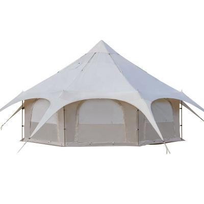 China Custom Made Luxury Large Family Camping Screen Door Mongolian Yurt Yurt Four-Season Tent Straight Tying Type for sale