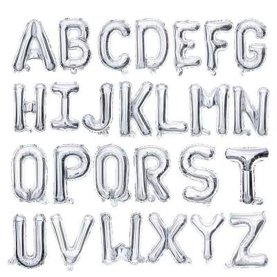 China Silver Birthday Party Decoration Happy 16 Inch Foil Alphabet Letter Foil Balloons With Banner for sale