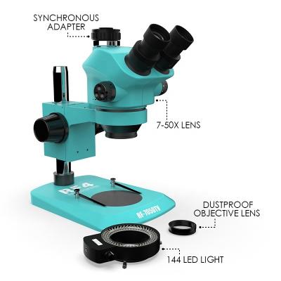 China Wholesale RF4 Zoom RF4 Mobile Repair RF-7050TV Synchronous Focusing Stereo Trinocular Synchronous Focusing High Quality Working Microscope for sale