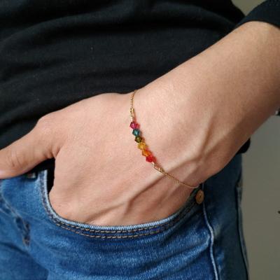 China Romantic Gay Pride Bracelet Sterling Rainbow LGBT Bracelet Silver Bangle for sale