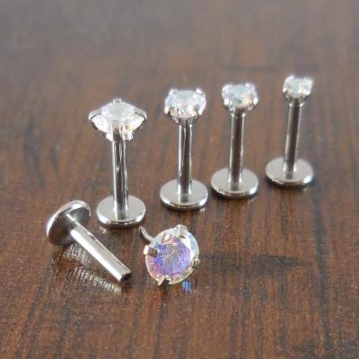 China 16g 2-4mm Stainless Fork Set of Fashionable Tragus Earrings 6mm-8mm ab Crystal Rainbow Stone Threadless Push Pin Labret Nose Ring Cartilage for sale