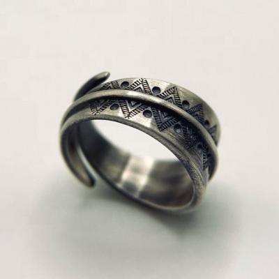 China BOHEMIA Band Ring Adjustable Wanderlust Jewelry Wrap 925s Sterling Silver Tibetan Chunky Open Around Boho Ring for sale