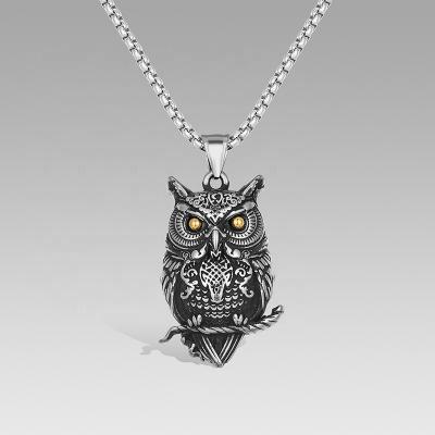 China Trendy Wholesale Titanium Steel Animal Necklace Cat Rabbit Owl Hip Hop Pendant Jewelry for sale