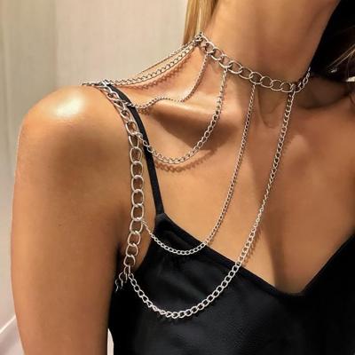 China Fashion Multi-Layer Waterproof Metal Shoulder Chain Women's Multi-Layer Popular Accessories Tassel Body Chain for sale