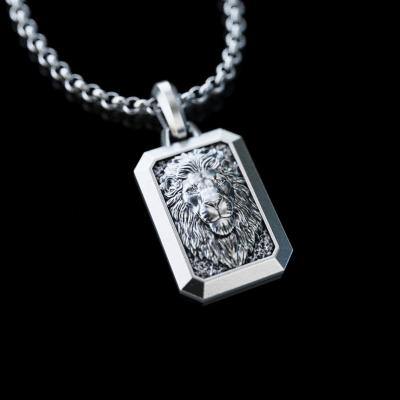 China 925s 999 Sterling Silver Personalized Lion Pendant Necklace Neo-Gothic Silver Lion Charm Halloween Gift for sale