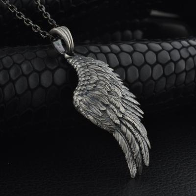 China Religious Wings Silver Men's JewelryNight Angel Silver Wings Pendant Angel Wings Men Necklace With ChainReligious Pendant Men, for sale