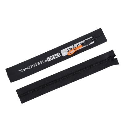 China Best Deal End #3 Prongs Durable Close Reverse Nylon Zipper Waterproof Zipper With Printing Logo On Tape for sale