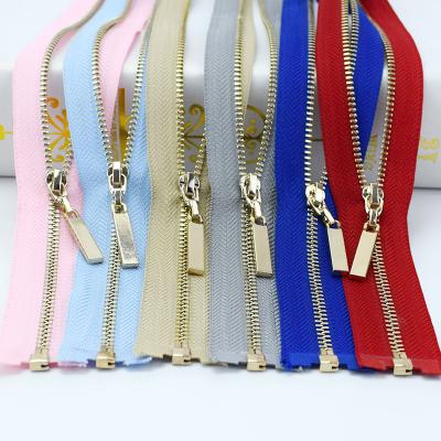 China 3# Sustainable 40/50/60/70cm Metal Zipper Garment Accessories For Clothing Coat Bag Sewing Multicolor Metal Open Zipper for sale